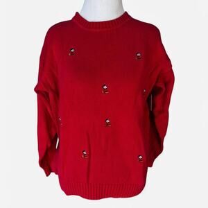 Knit Mickey Mouse Embroidered Sweater